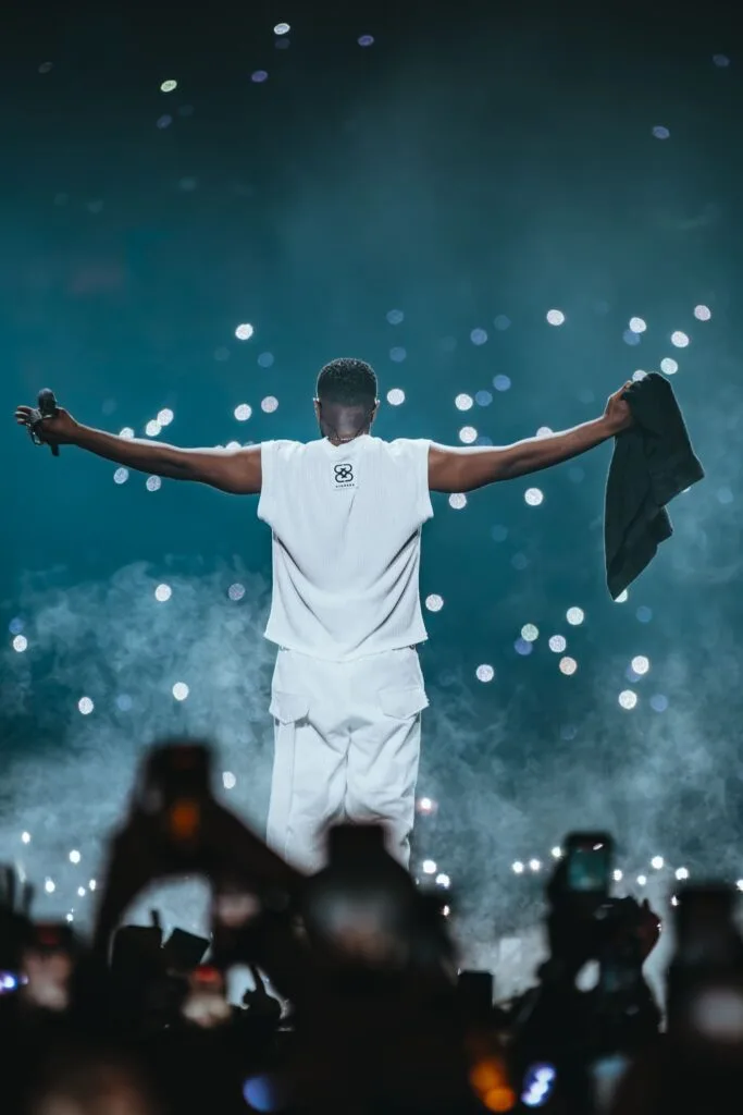 Концертное фото Gims на большой площадке, сценический свет и зрительный зал