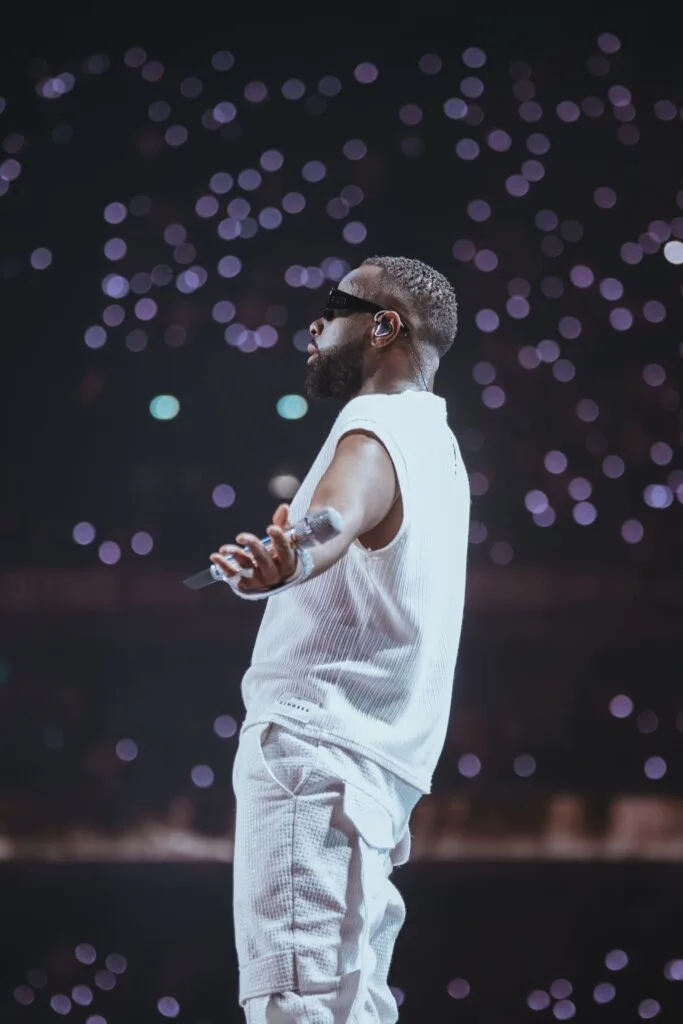 Gims во время выступления, кадр со сцены, крупная арена