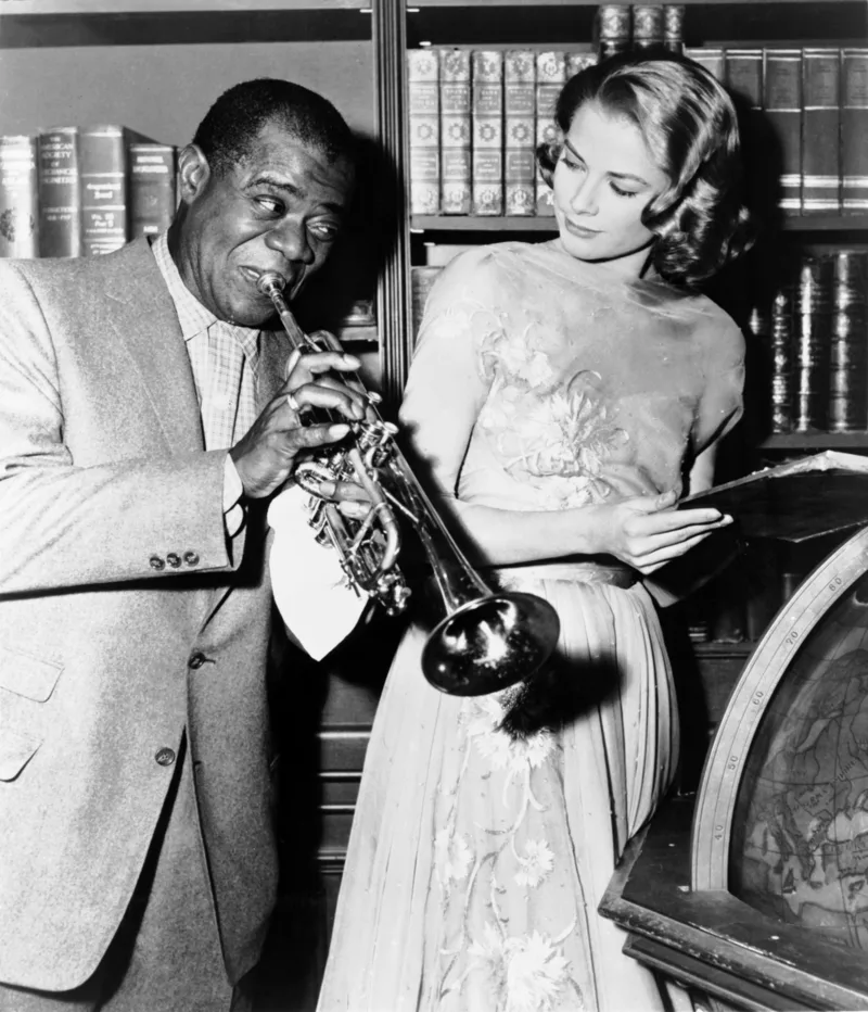 Луи Армстронг и Грейс Келли на съёмках High Society (1956)
