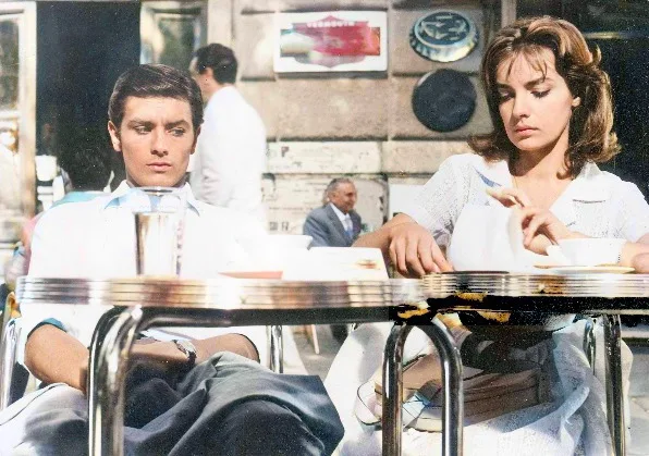 Ален Делон и Мари Лафоре во время съёмок Plein soleil (1959)