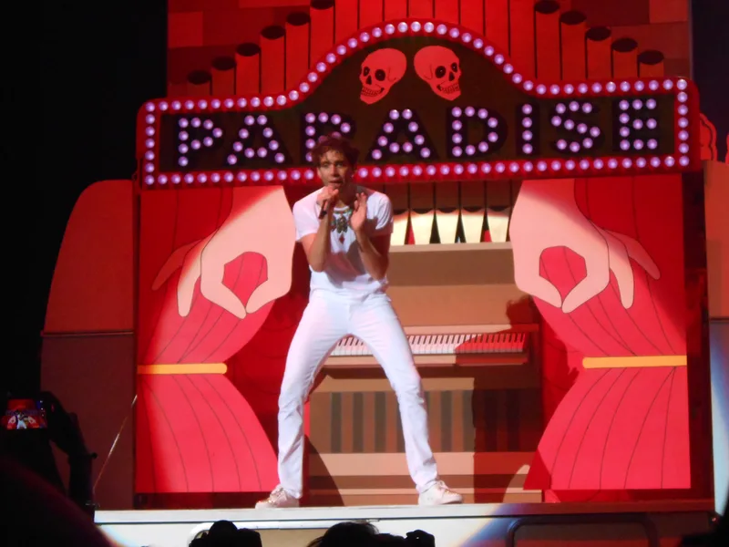 MIKA выступает на сцене во время тура, 2015 год