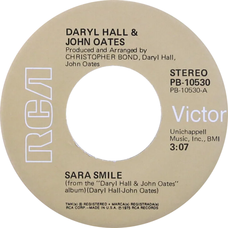 Этикетка американского сингла Sara Smile (сторона A)