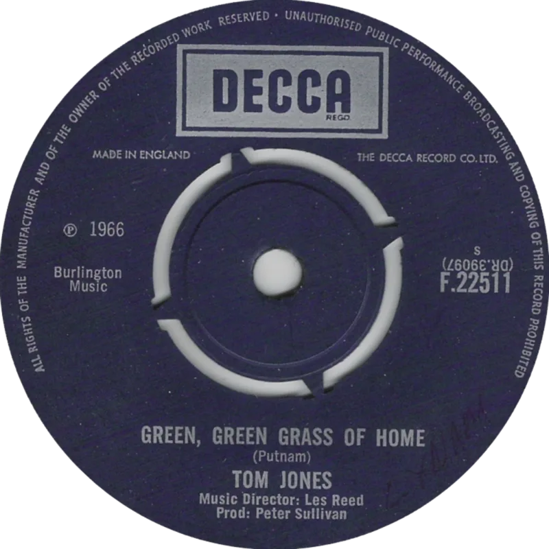 Лейбл винилового сингла Green, Green Grass of Home